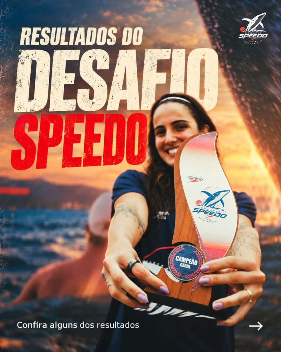 Resultados do Desafio Speedo · arte oficial publicada pela Speedo